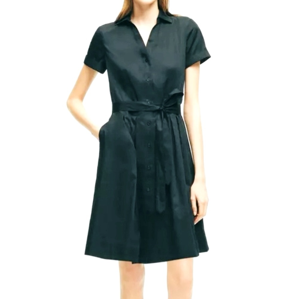 Brooks Brothers Elegant Pleated Black Belted Dress size 6